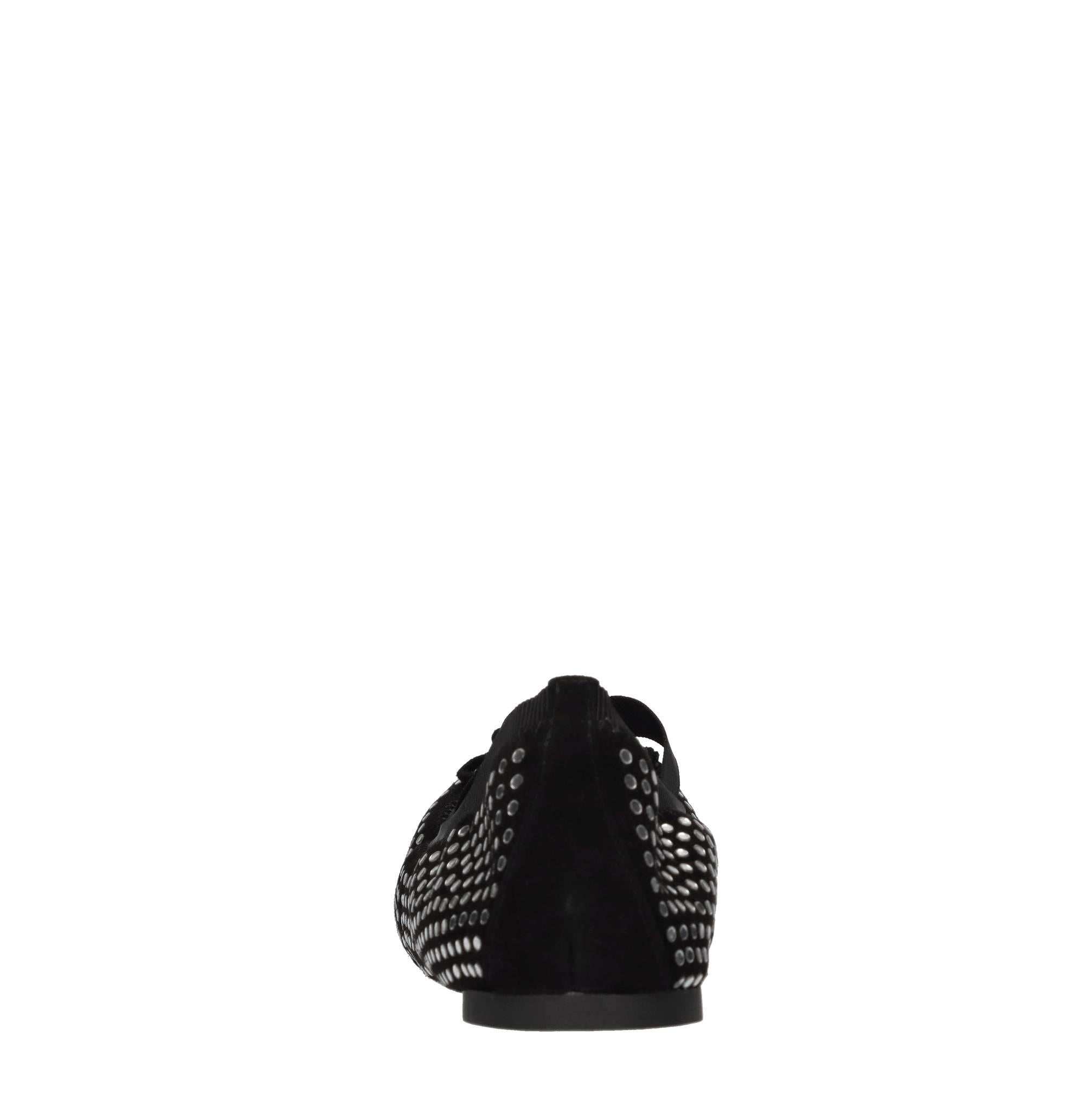 Ballerine in camoscio,tessuto elastico e strass 