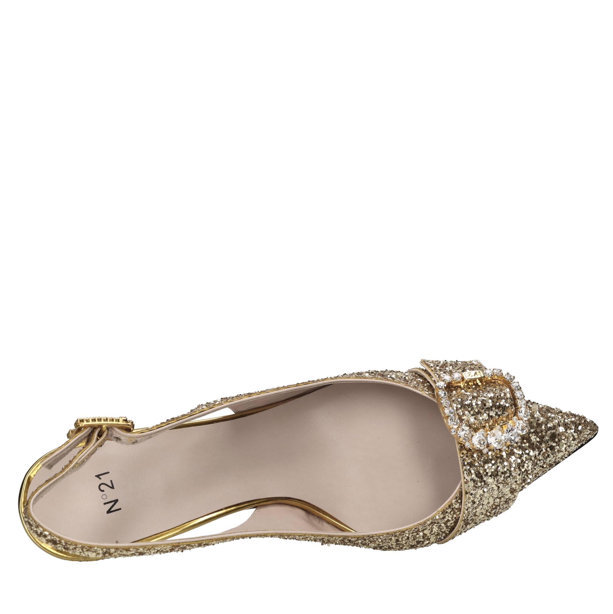 Décolléte slingback in glitter 