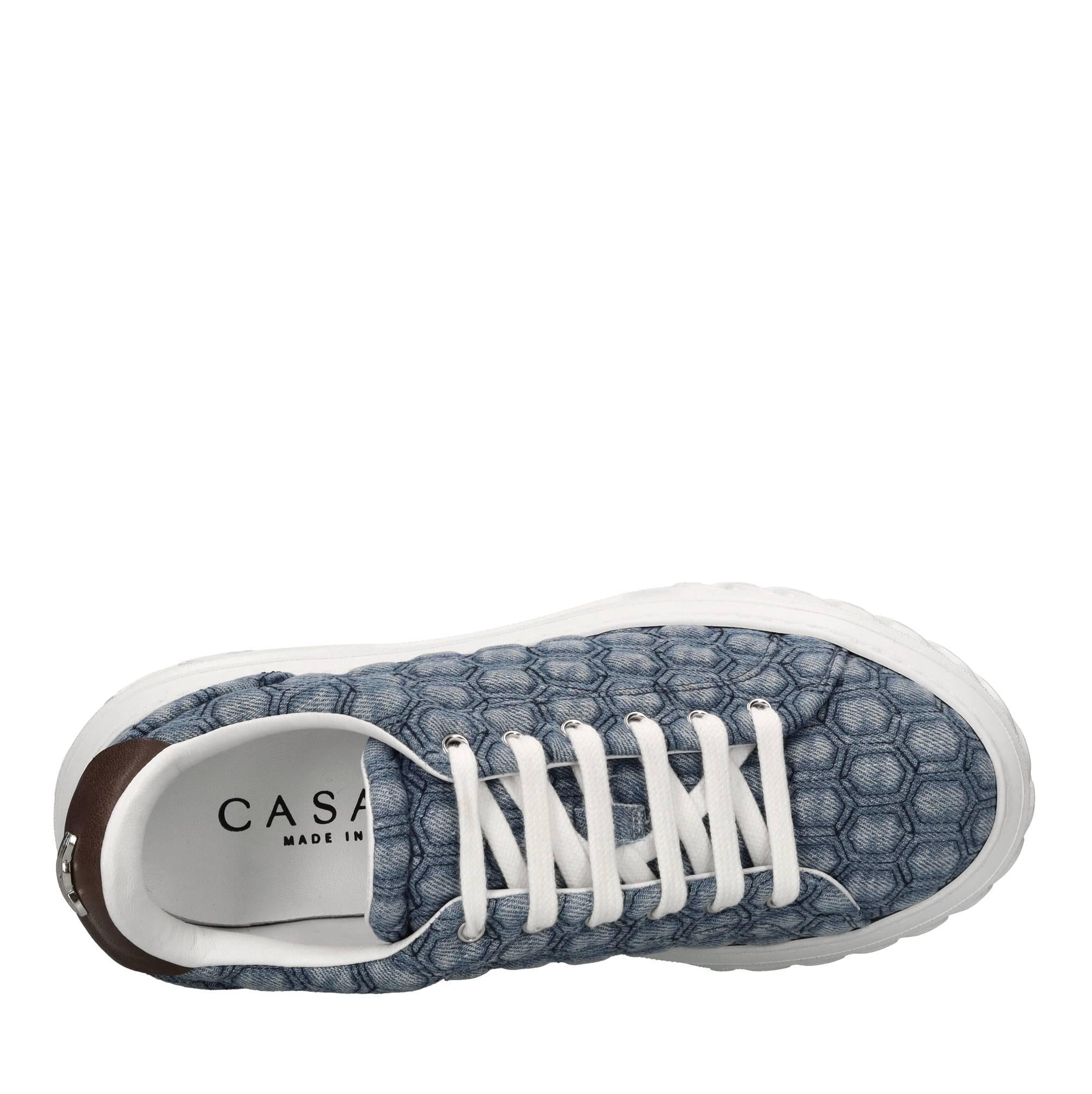 Sneakers Off road in tessuto jeans e pelle 