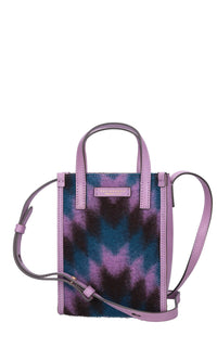 Borsa in pelle e tessuto 