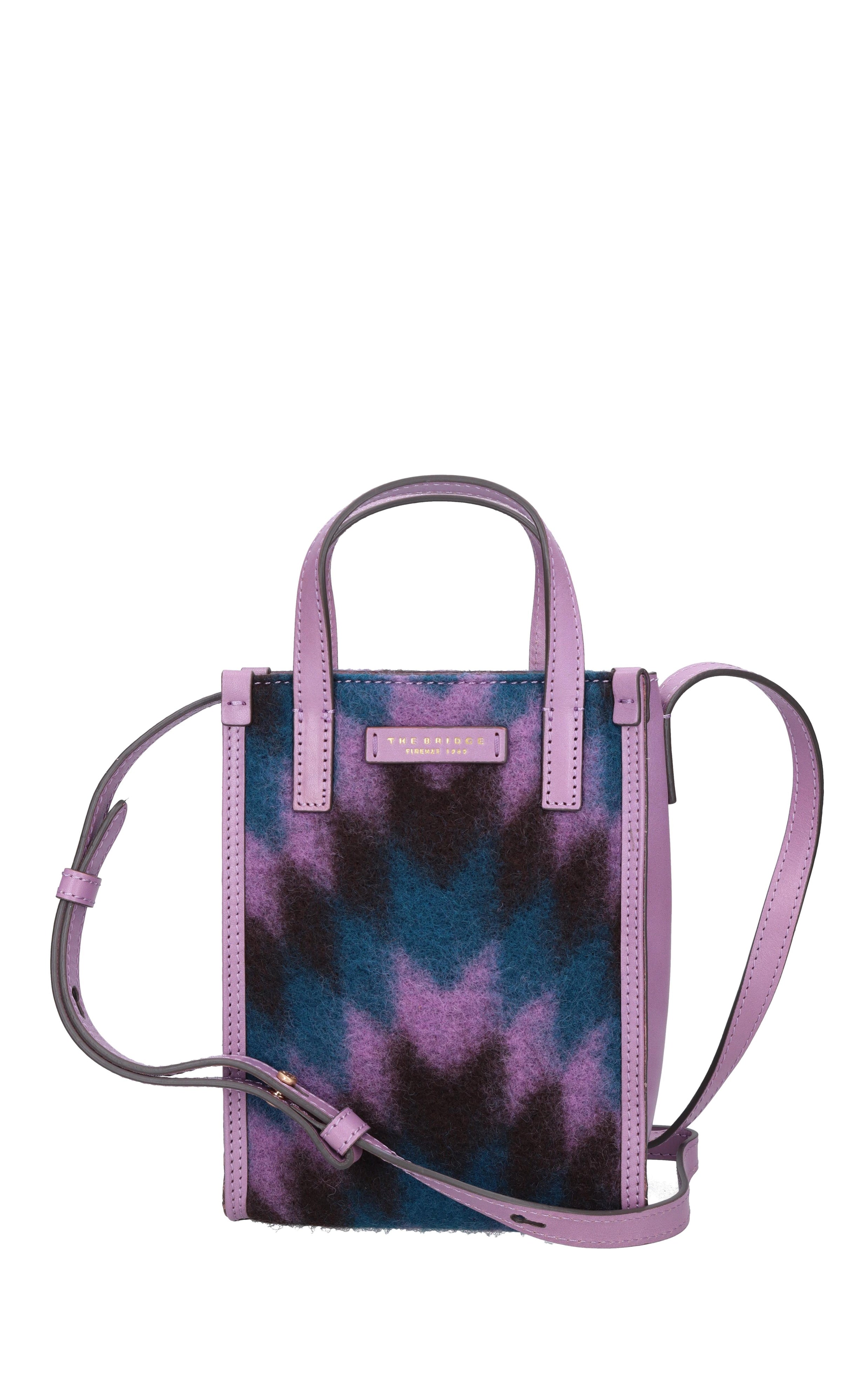 Borsa in pelle e tessuto 