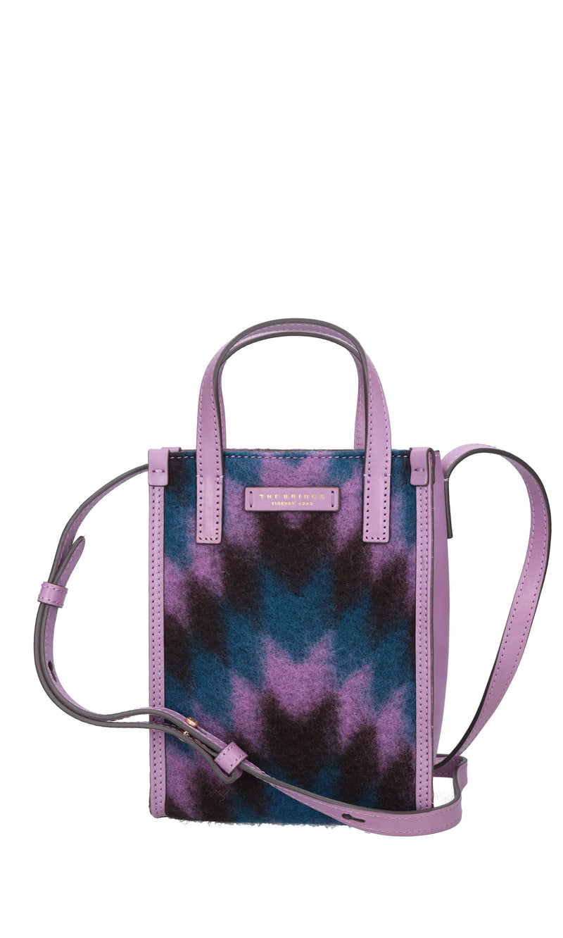 Borsa in pelle e tessuto 
