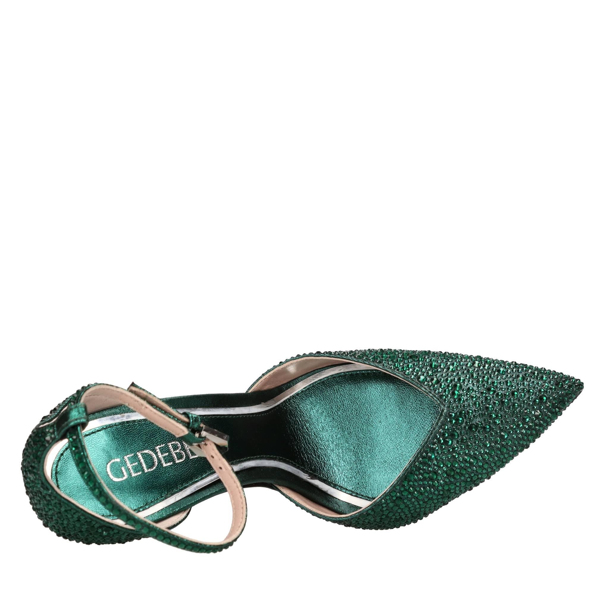Décolleté slingback modello Anitta in raso e strass 