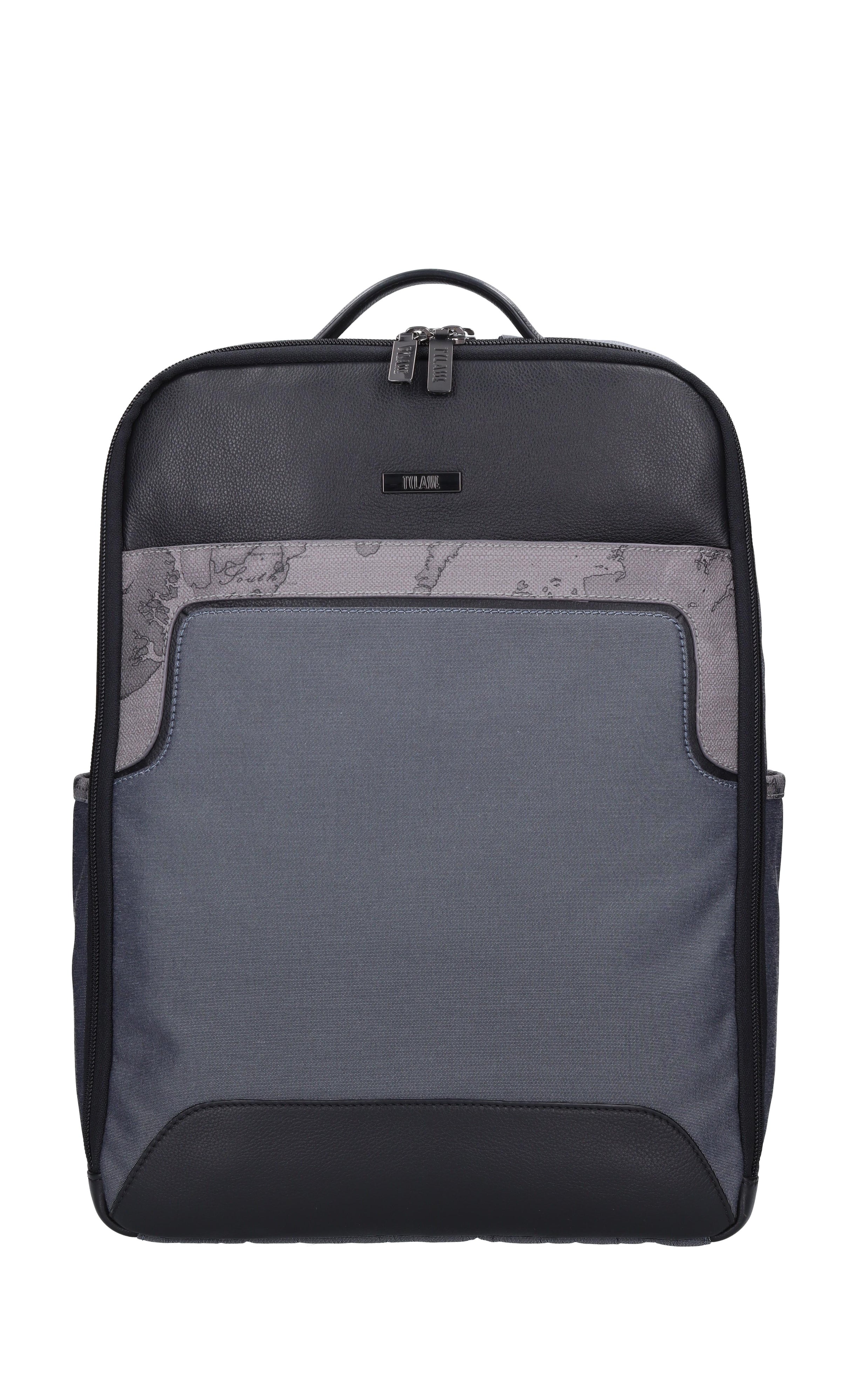 Zaino in pelle ecopelle e tessuto 