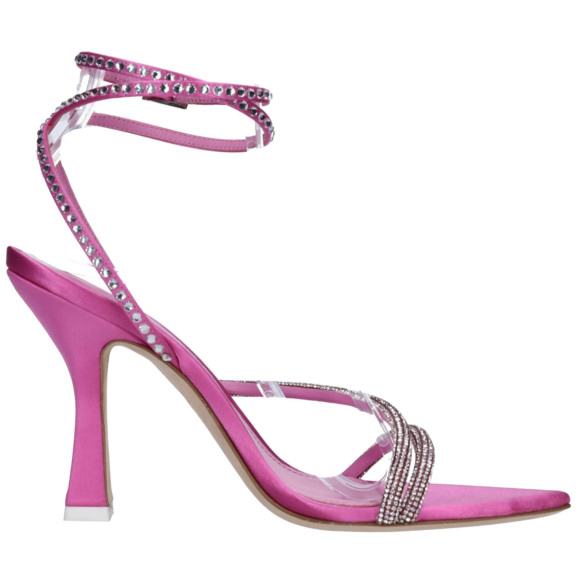 Sandali in tessuto con strass 