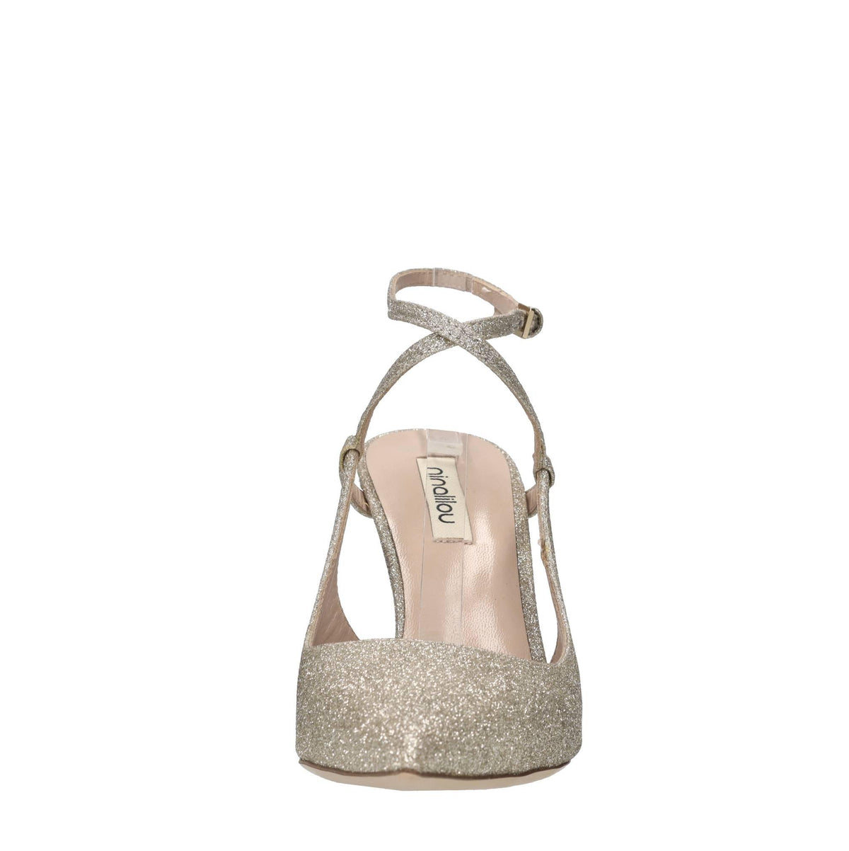 Décolleté slingback in tessuto microglitter 