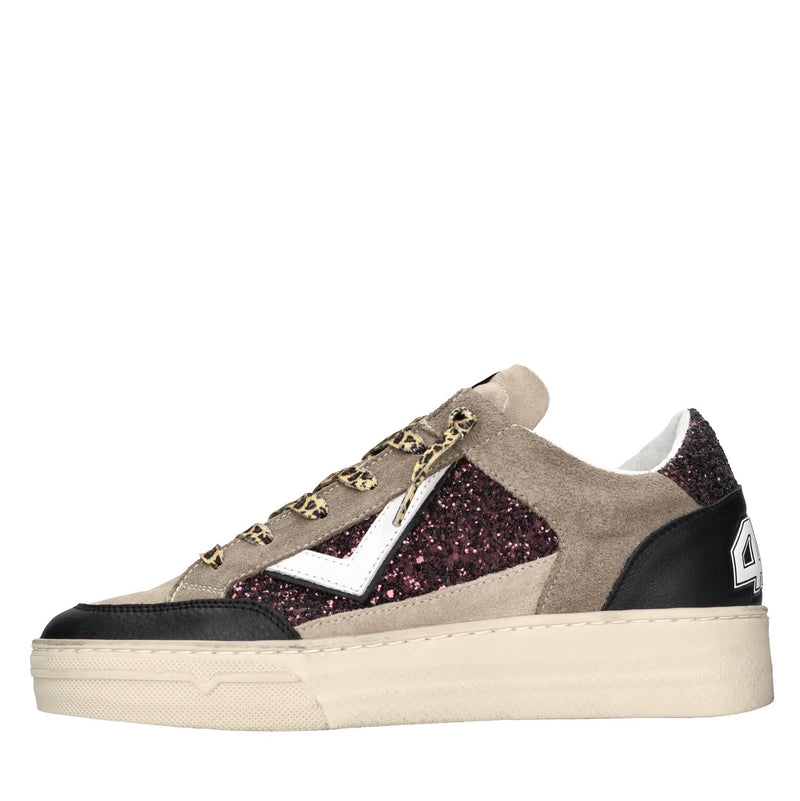 Sneakers in camoscio,pelle e glitter 