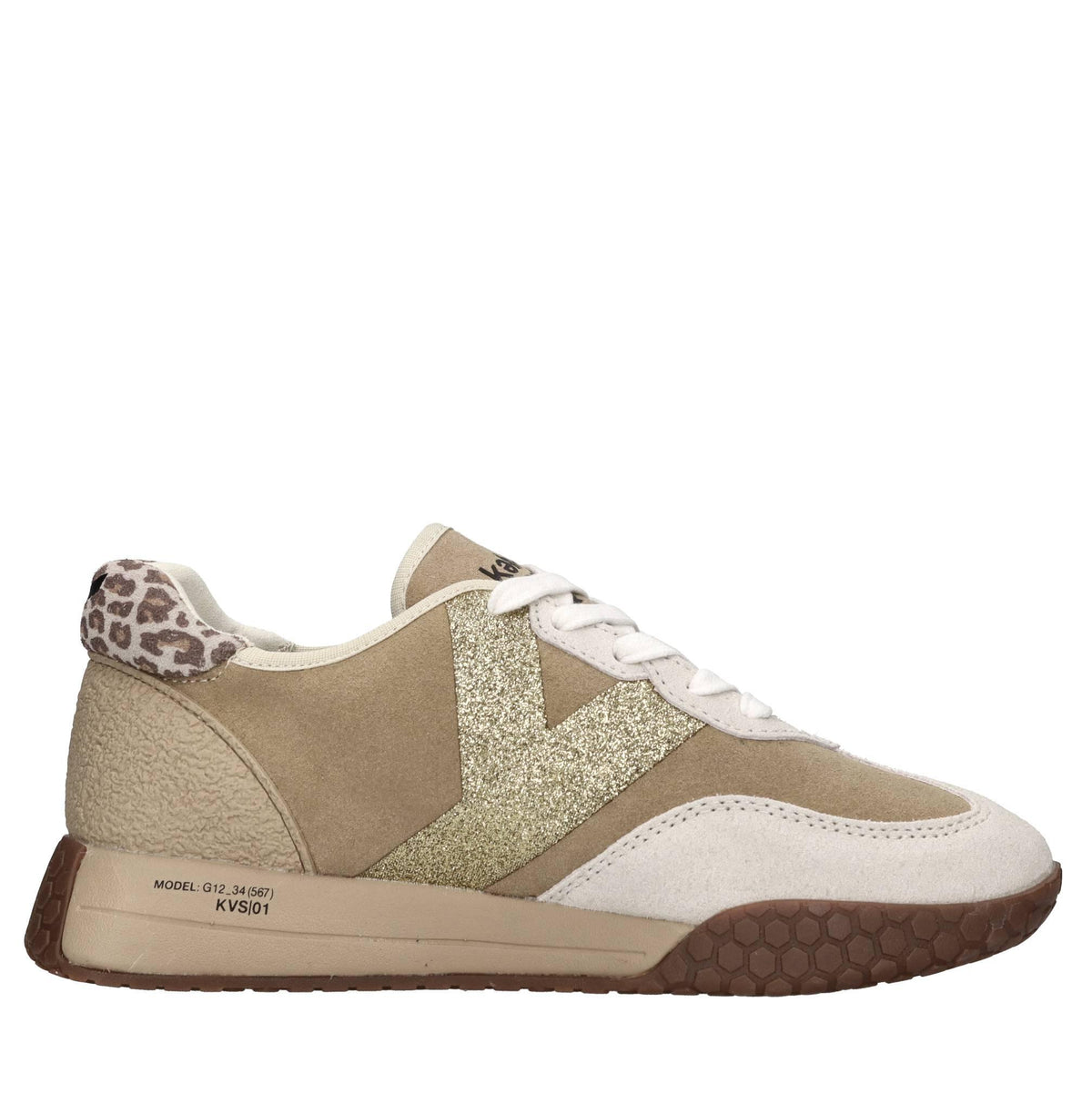 Sneakers in camoscio e glitter 