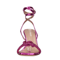 Sandali in pelle stampa pitone e strass 