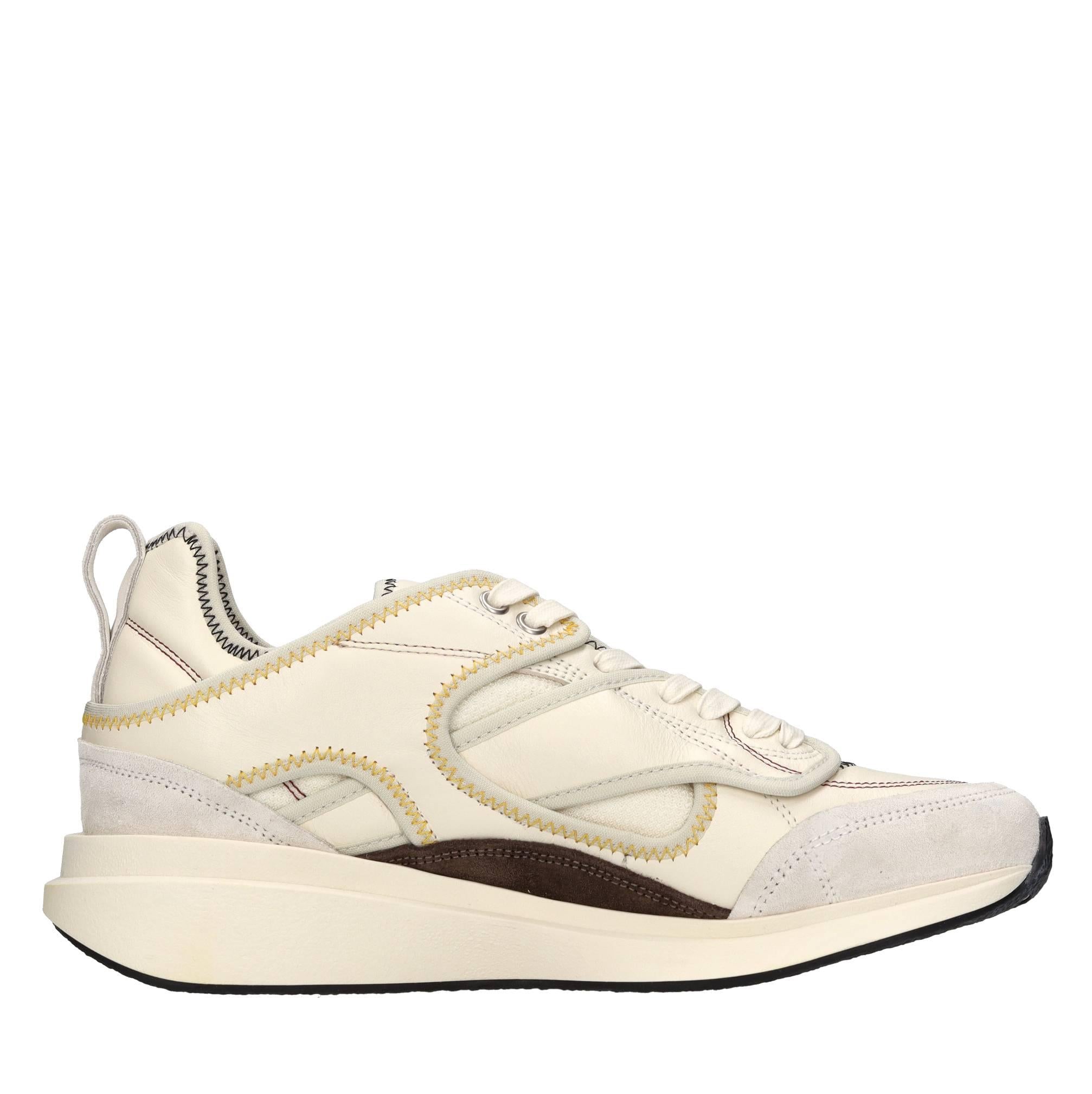 Sneakers in pelle e tessuto 