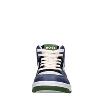 Sneakers in pelle e tessuto 