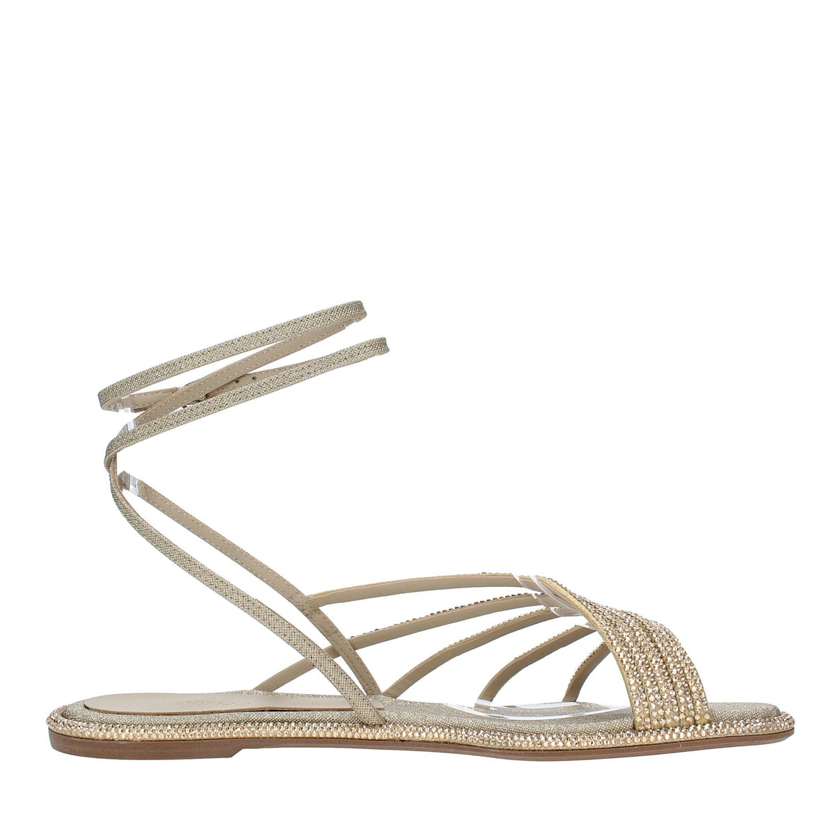 Sandali flat modello SCARLET  in tessuto e microstrass 