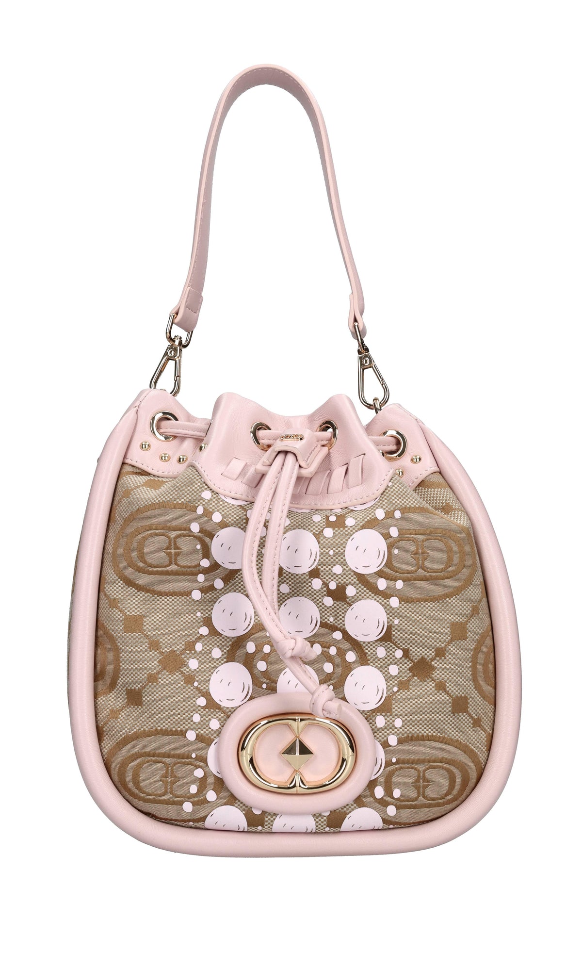 Borsa monogram in pelle e tessuto 