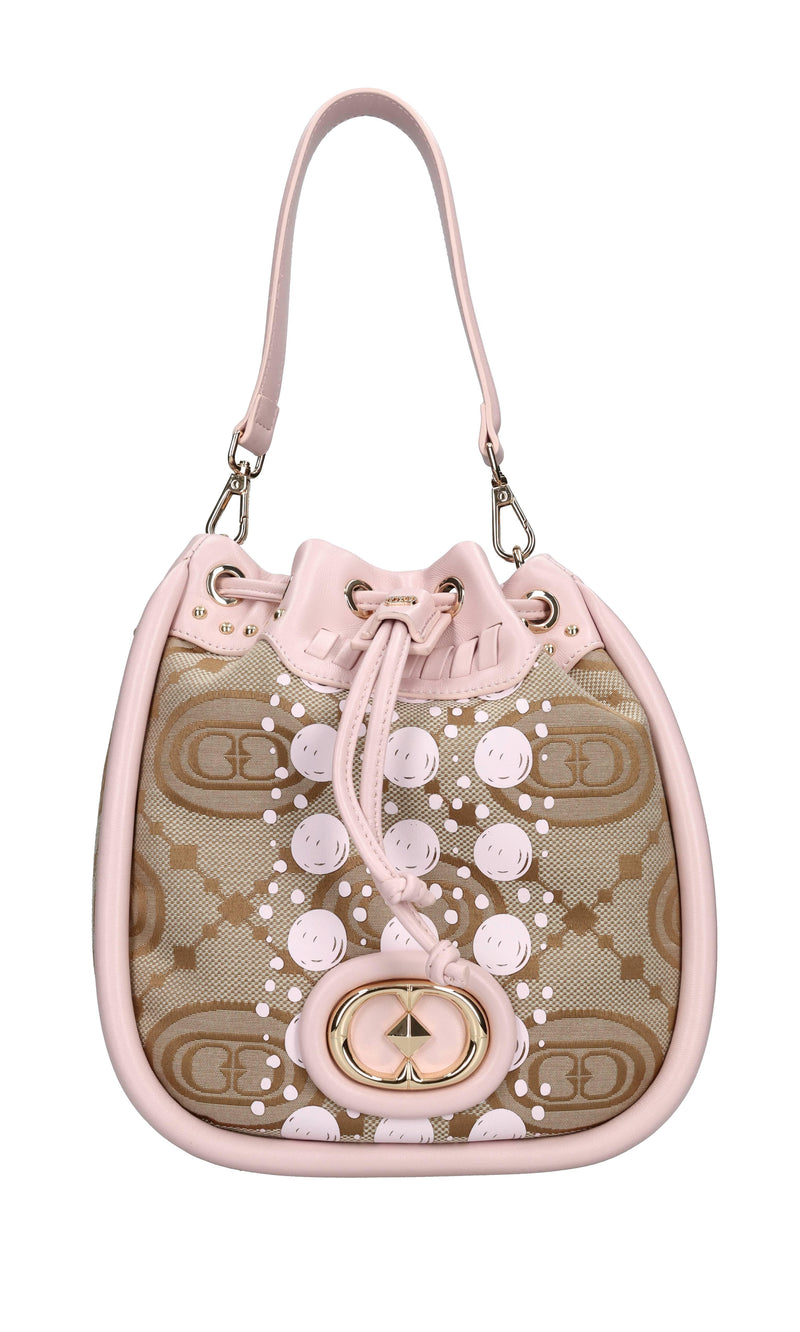 Borsa monogram in pelle e tessuto 