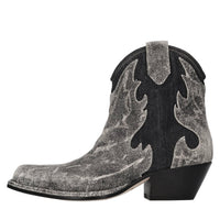 Stivaletti texani in pelle e denim 