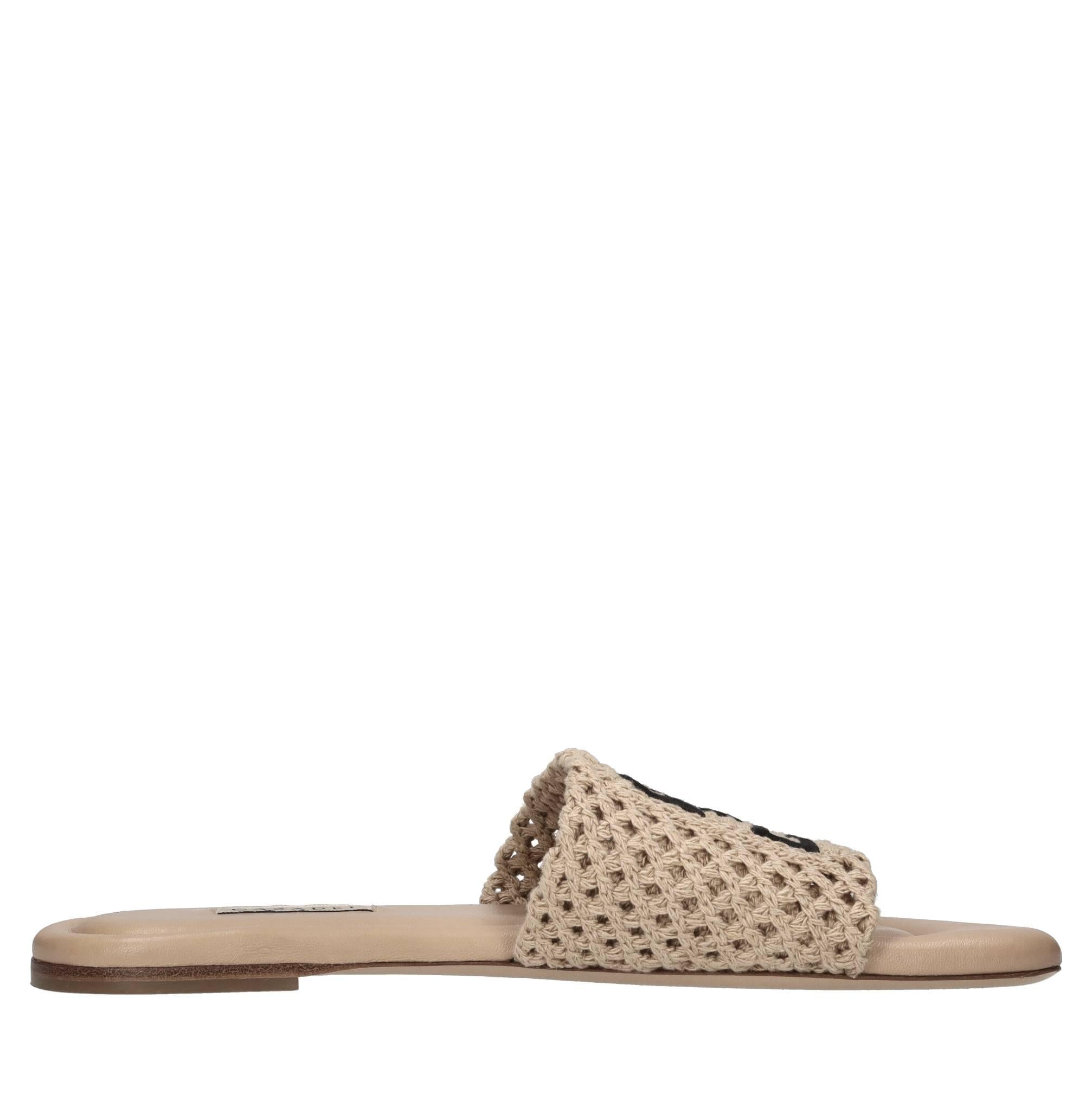 Sandali flat in tessuto crochet 