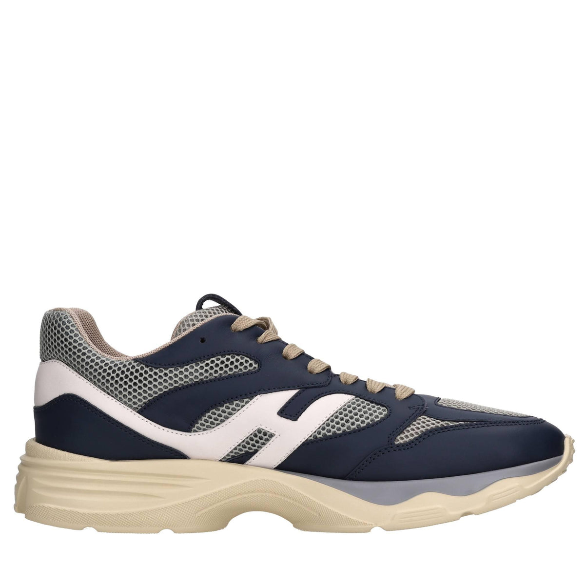 Sneakers in pelle e tessuto 