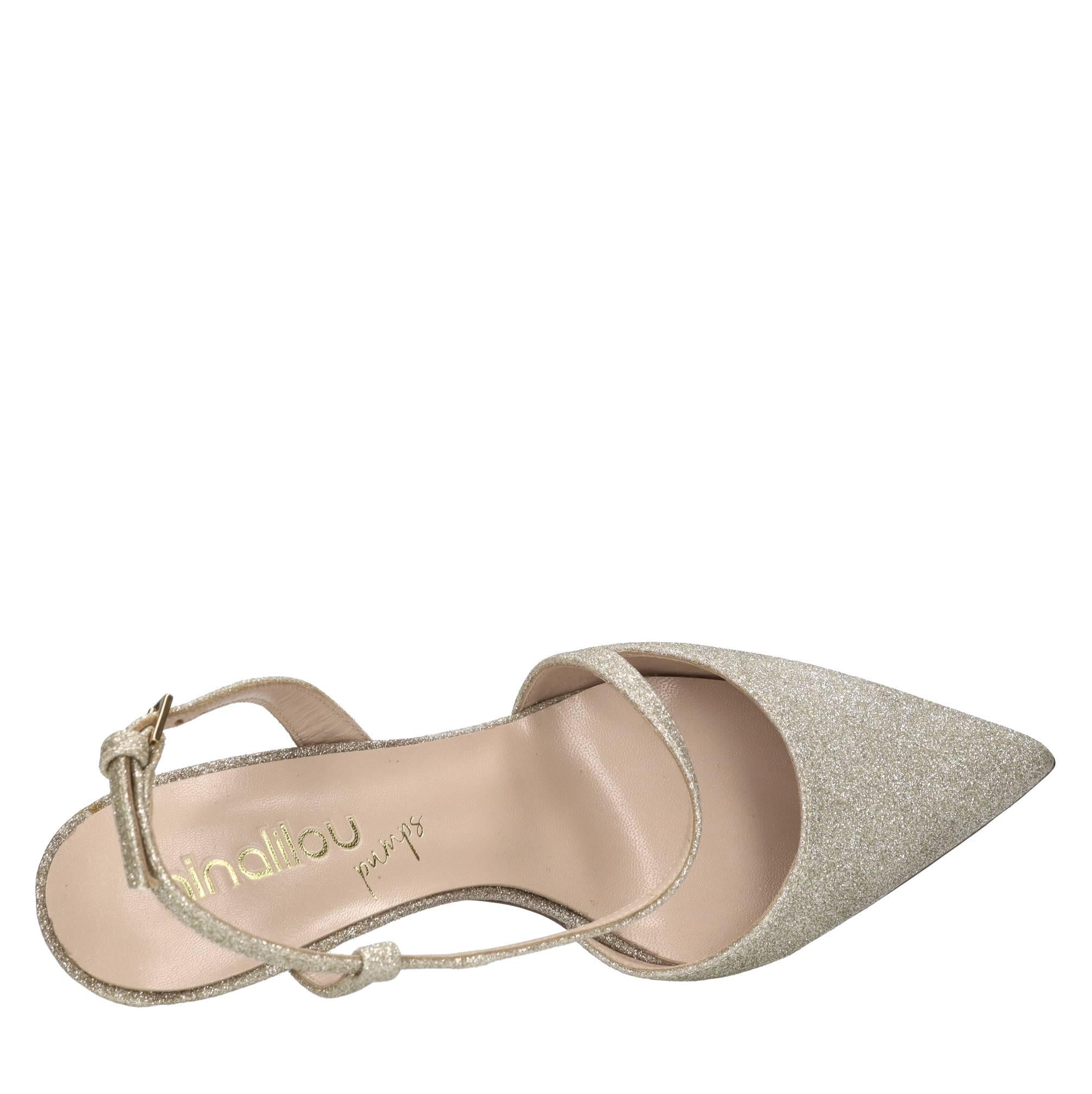 Décolleté slingback in tessuto microglitter 