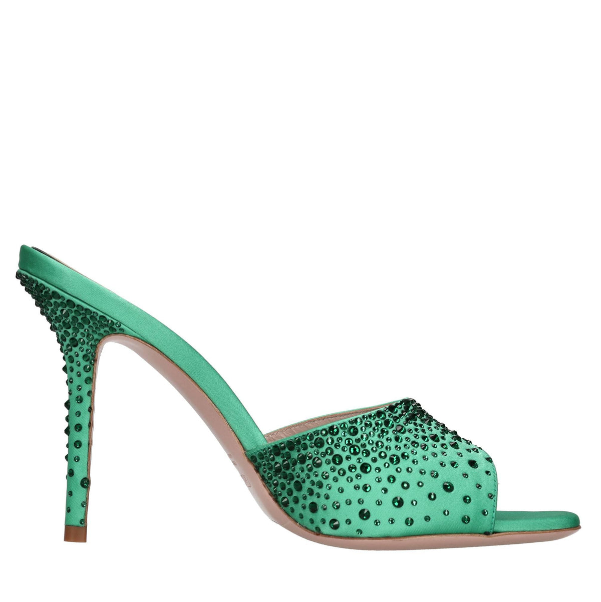 Mules Gigi 100 in raso e strass 