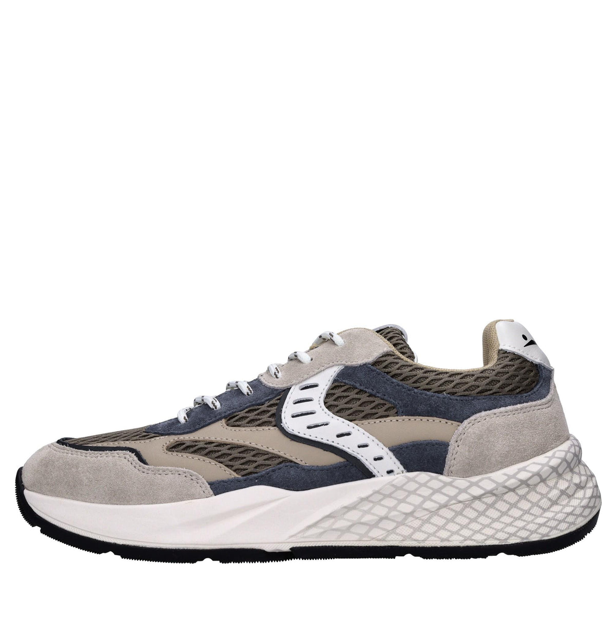 Sneakers in pelle e tessuto 