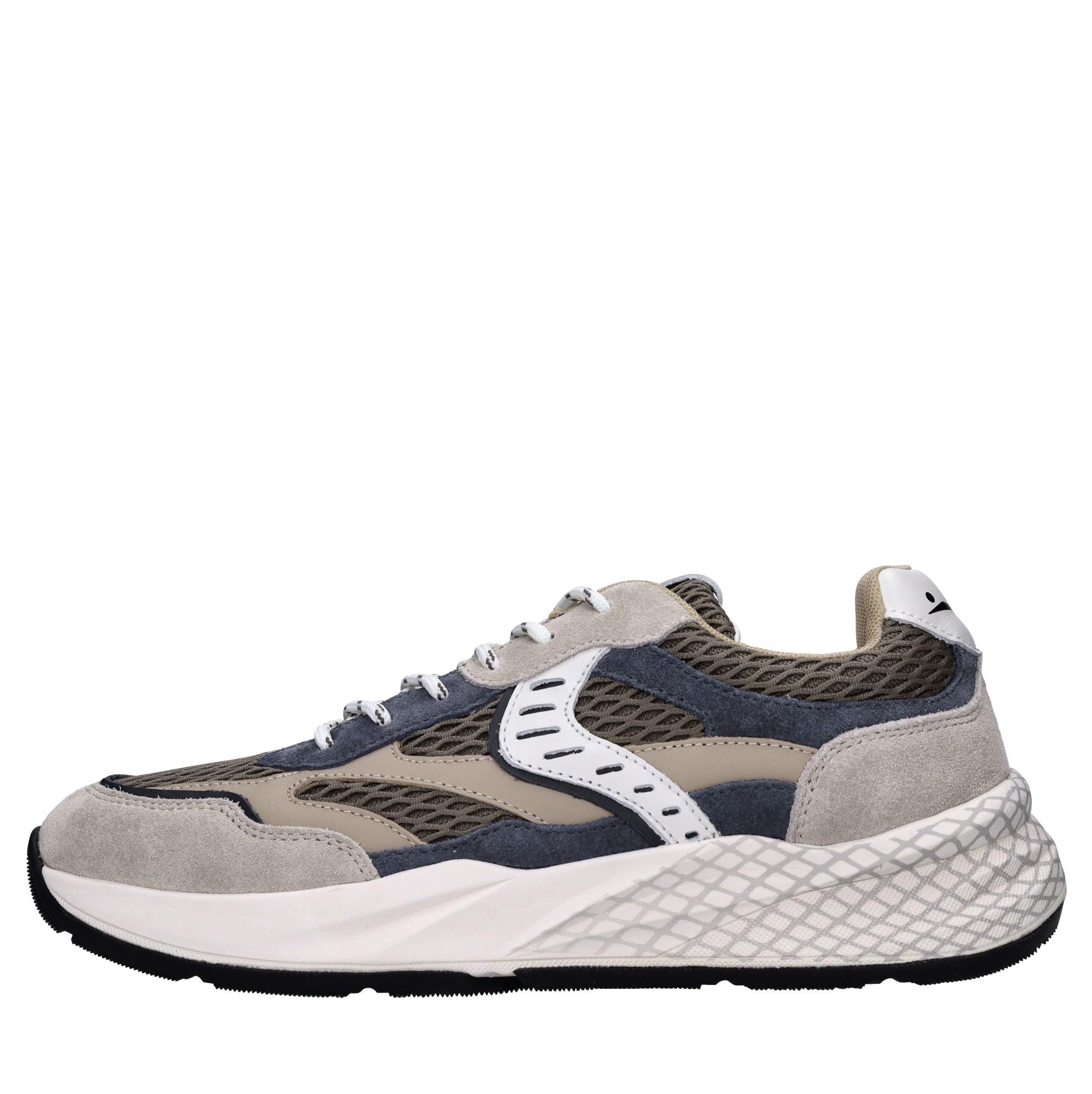 Sneakers in pelle e tessuto 