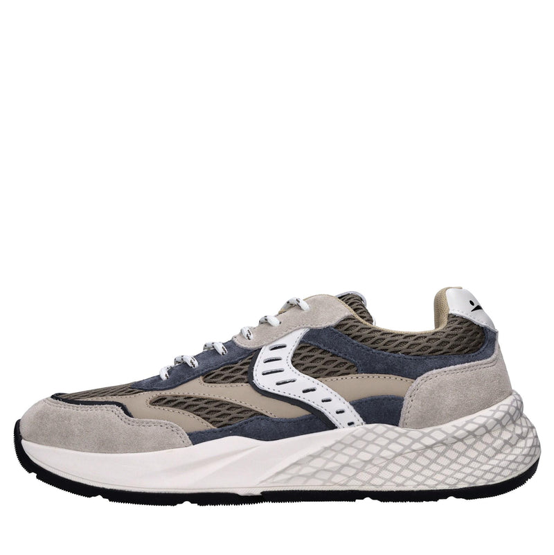 Sneakers in pelle e tessuto 