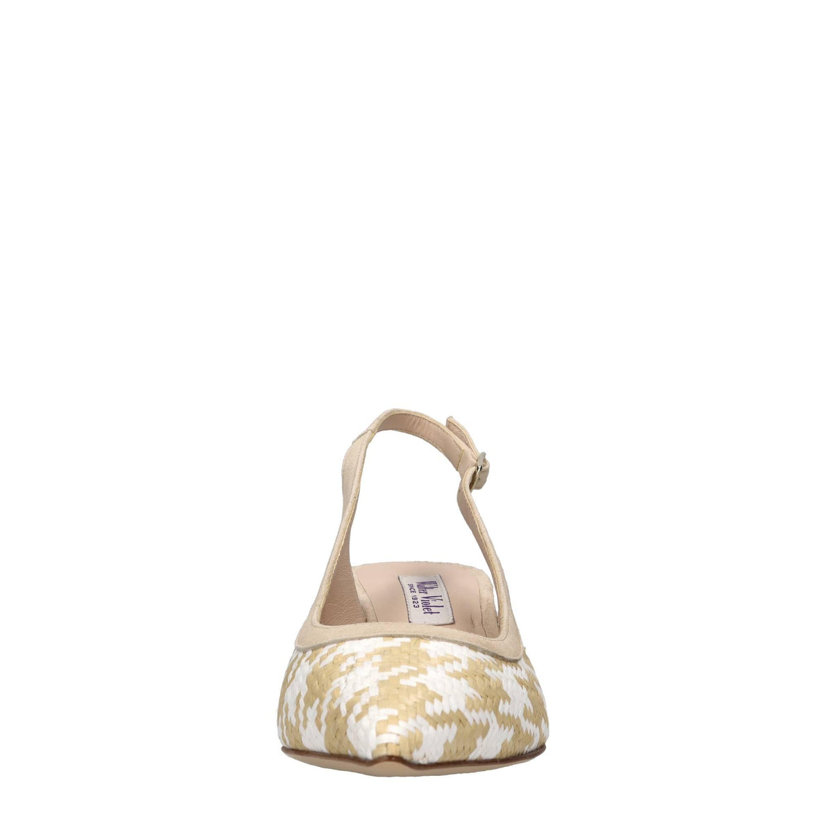 Décolleté slingback in pelle e rafia 