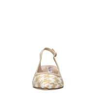 Décolleté slingback in pelle e rafia 