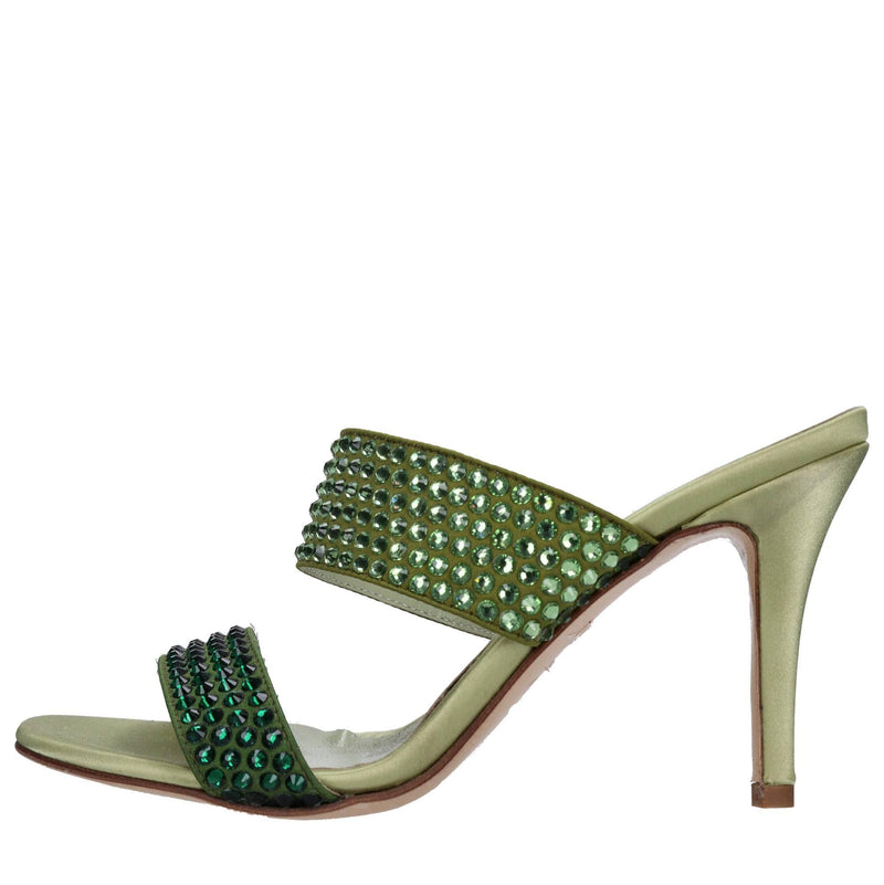 Sandali in tessuto e strass 