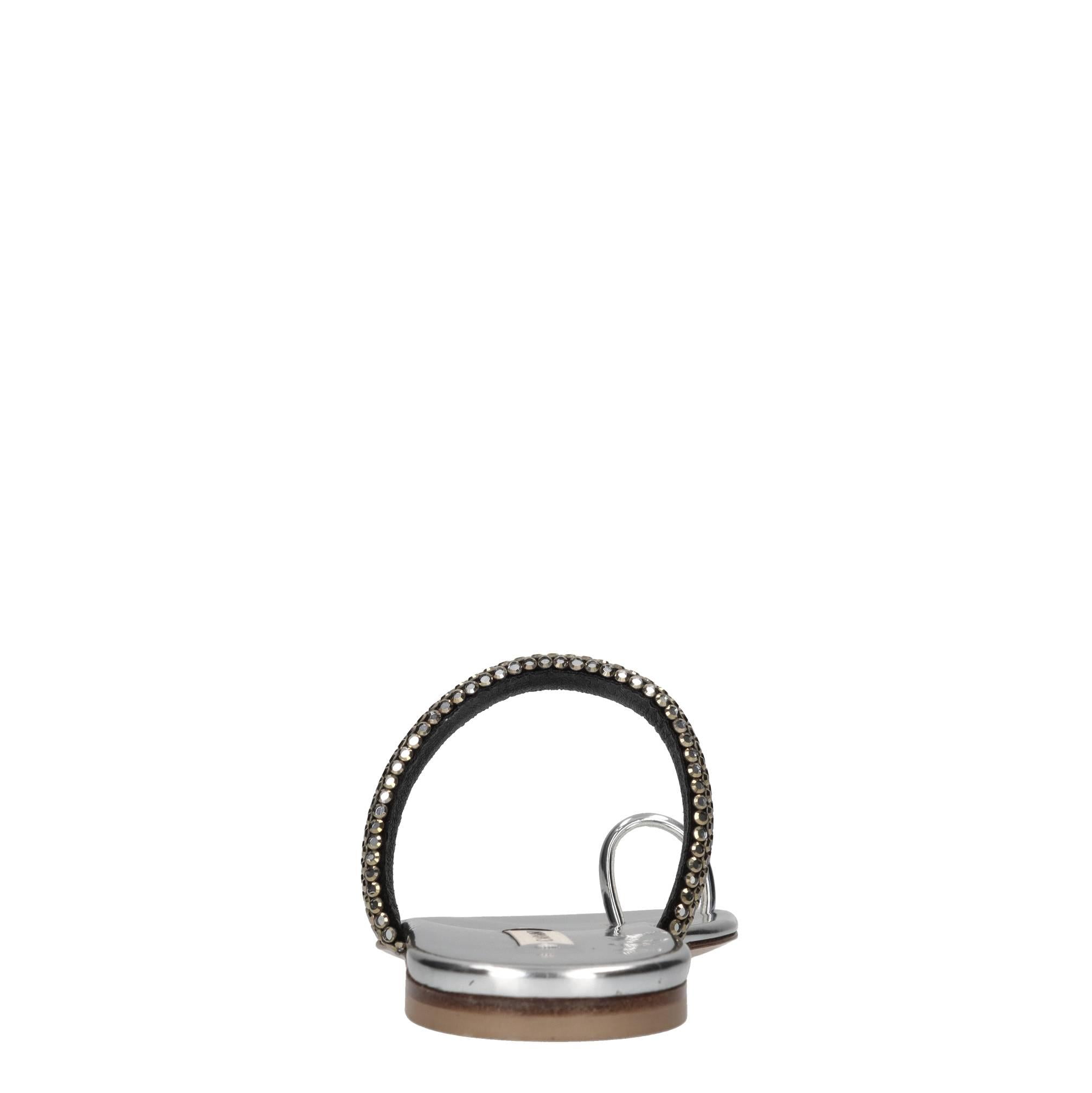 Sandali flat Olimpo in tessuto specchiato e strass 