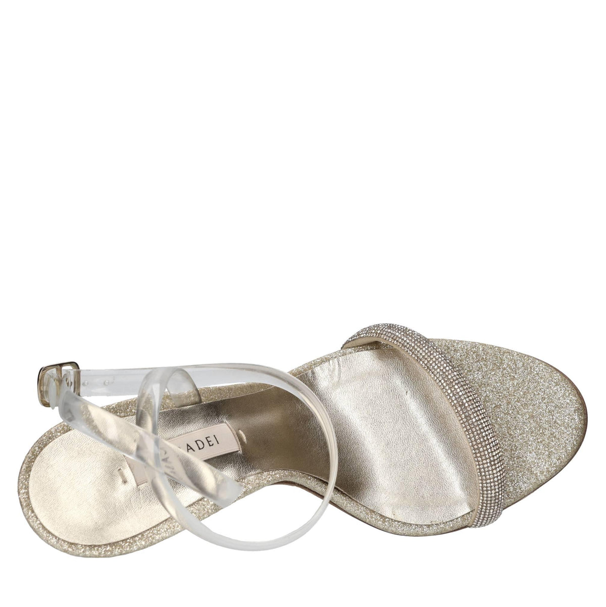 Sandali Blade Hollywood in tessuto microglitter,strass e Pvc 