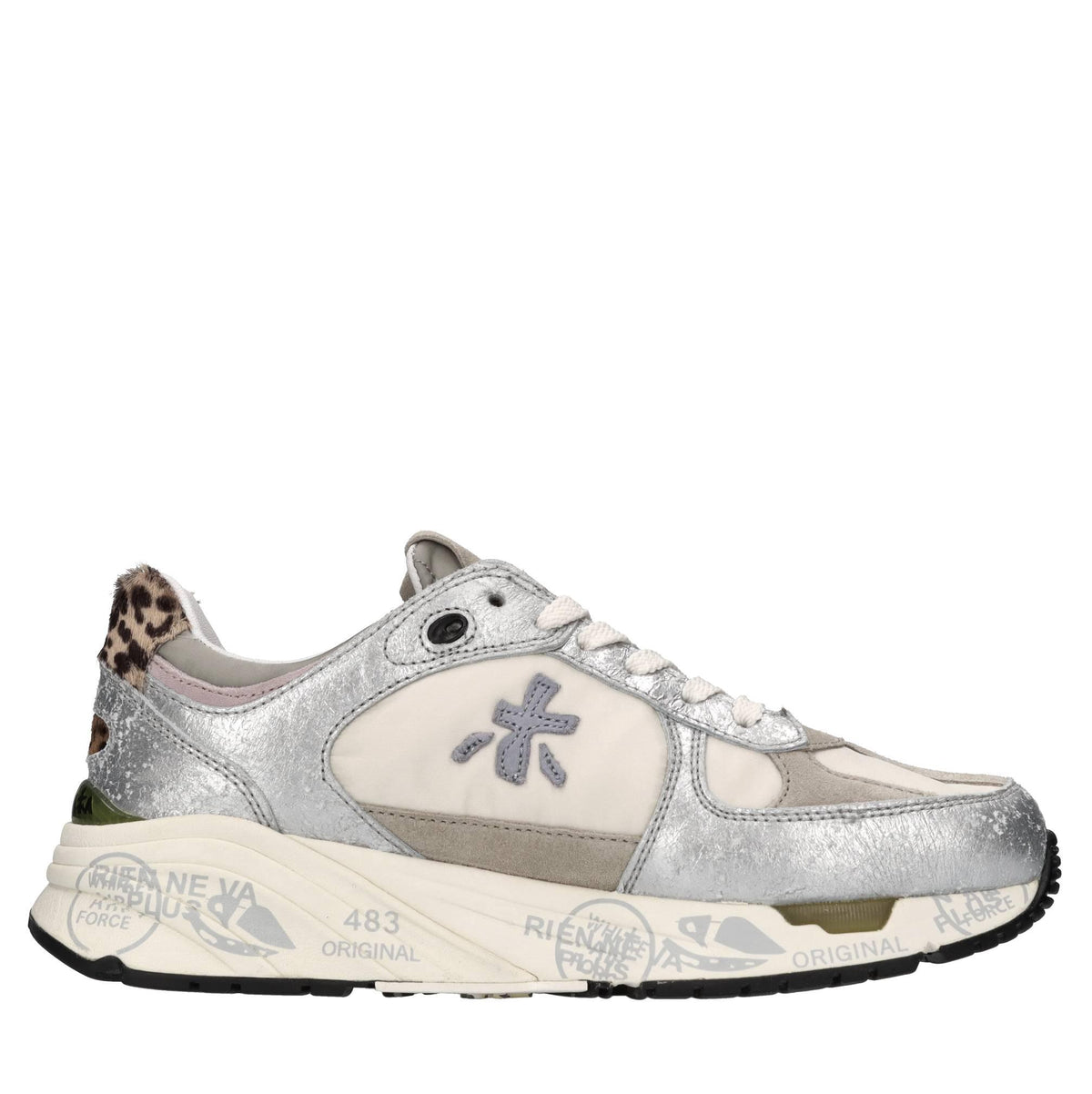 Sneakers in pelle e tessuto 