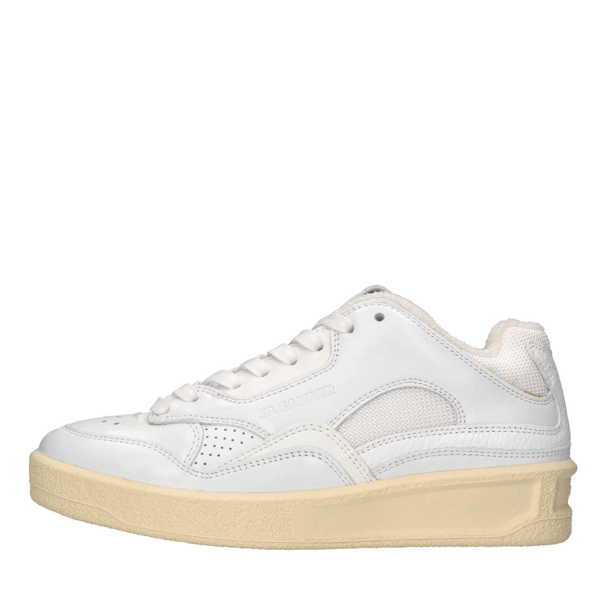 Sneakers in pelle e tessuto 