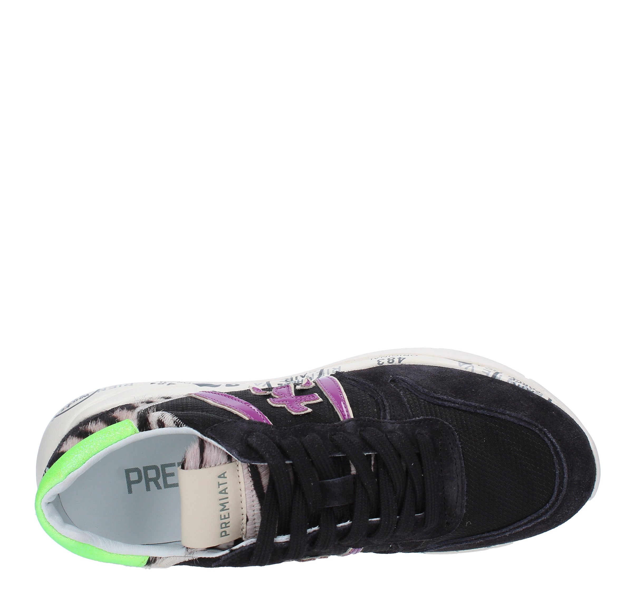 Sneakers in camoscio cavallino e tessuto 
