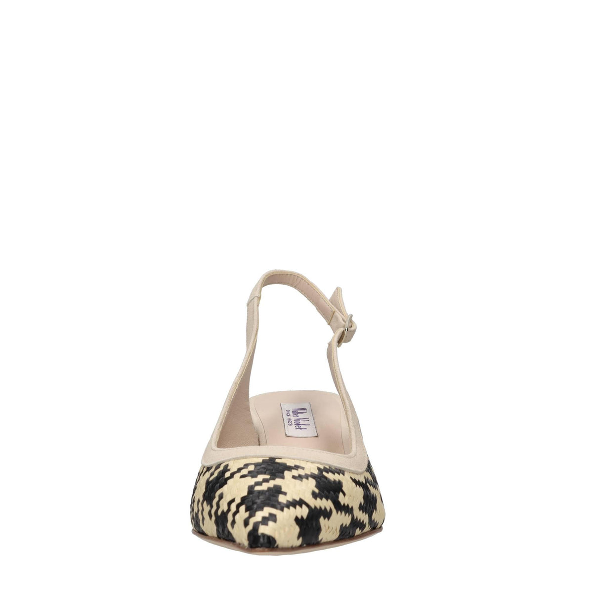 Décolleté slingback in pelle e rafia 