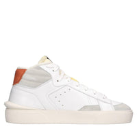Sneakers in pelle e tessuto 
