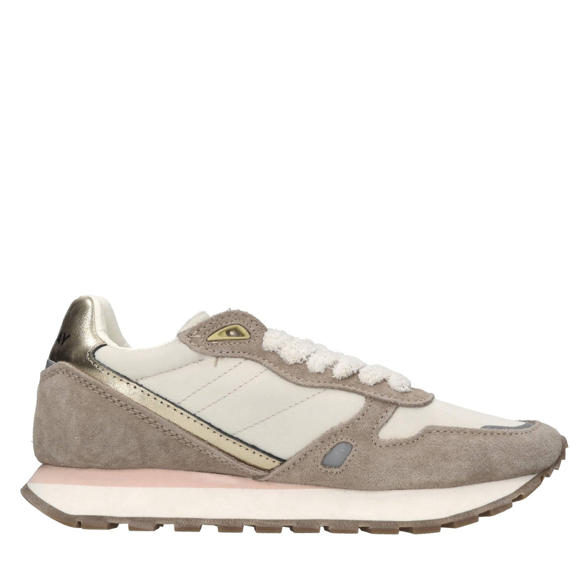 Sneakers in pelle e tessuto 