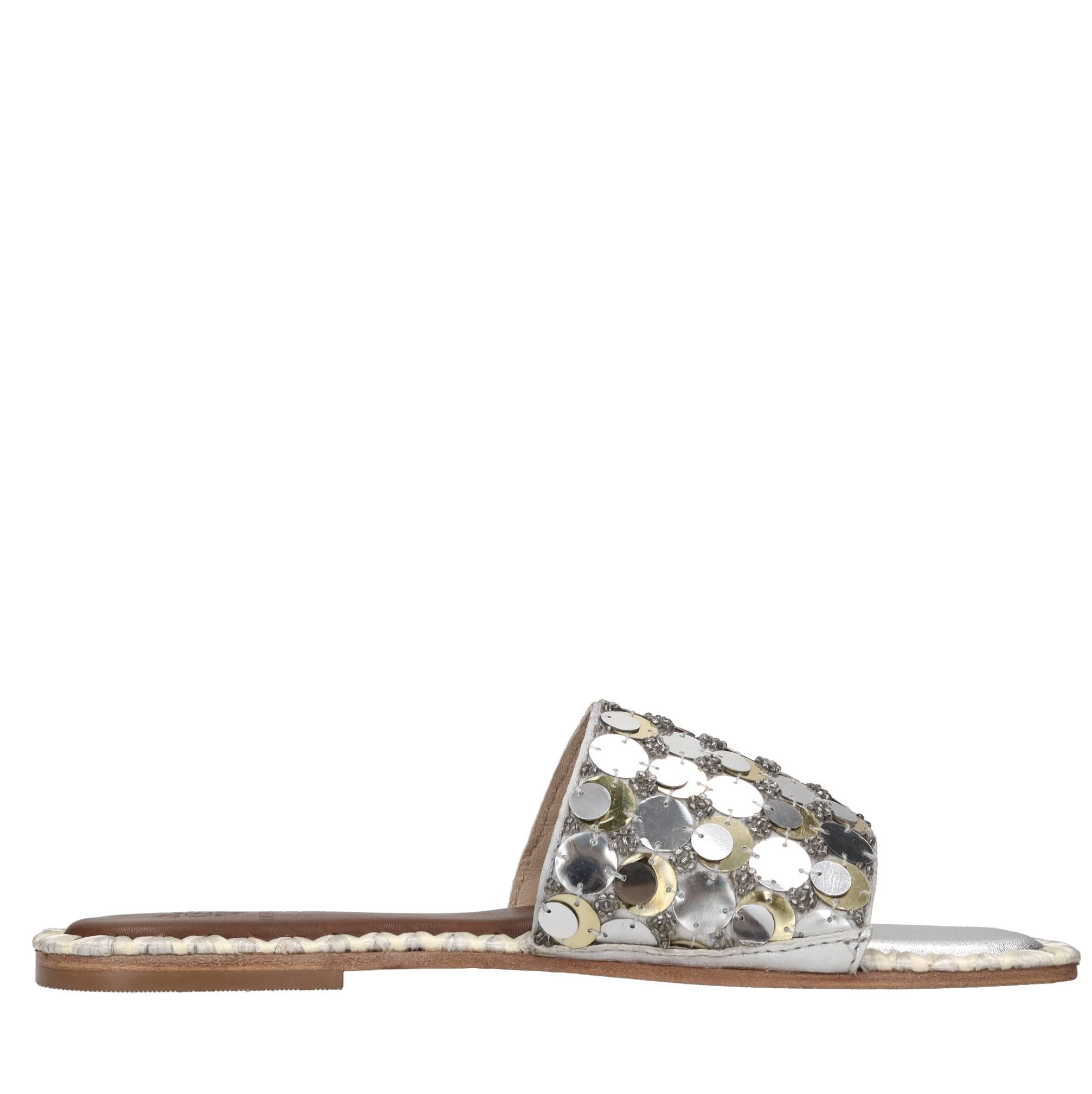 Mules in tessuto e paillettes 