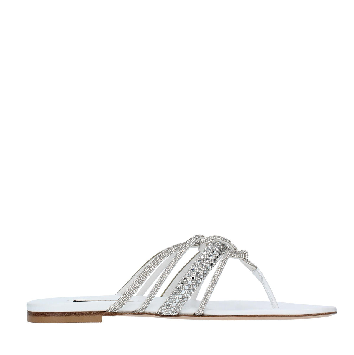 Sandali Flat infradito CASADEI modello STRATOSPHERE tessuto strass e pelle 