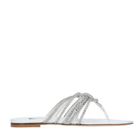 Sandali Flat infradito CASADEI modello STRATOSPHERE tessuto strass e pelle 