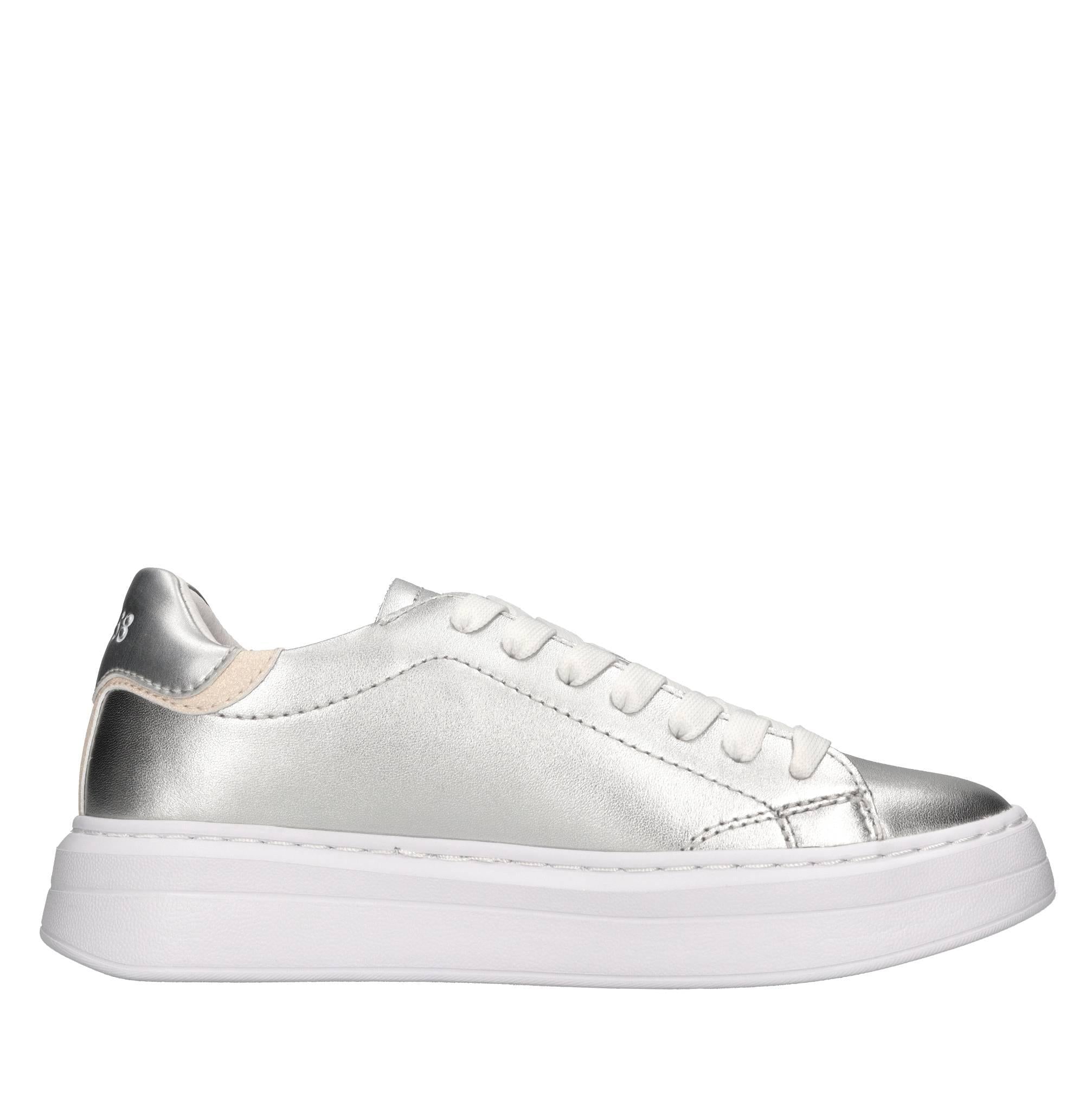 Sneakers in pelle e tessuto 