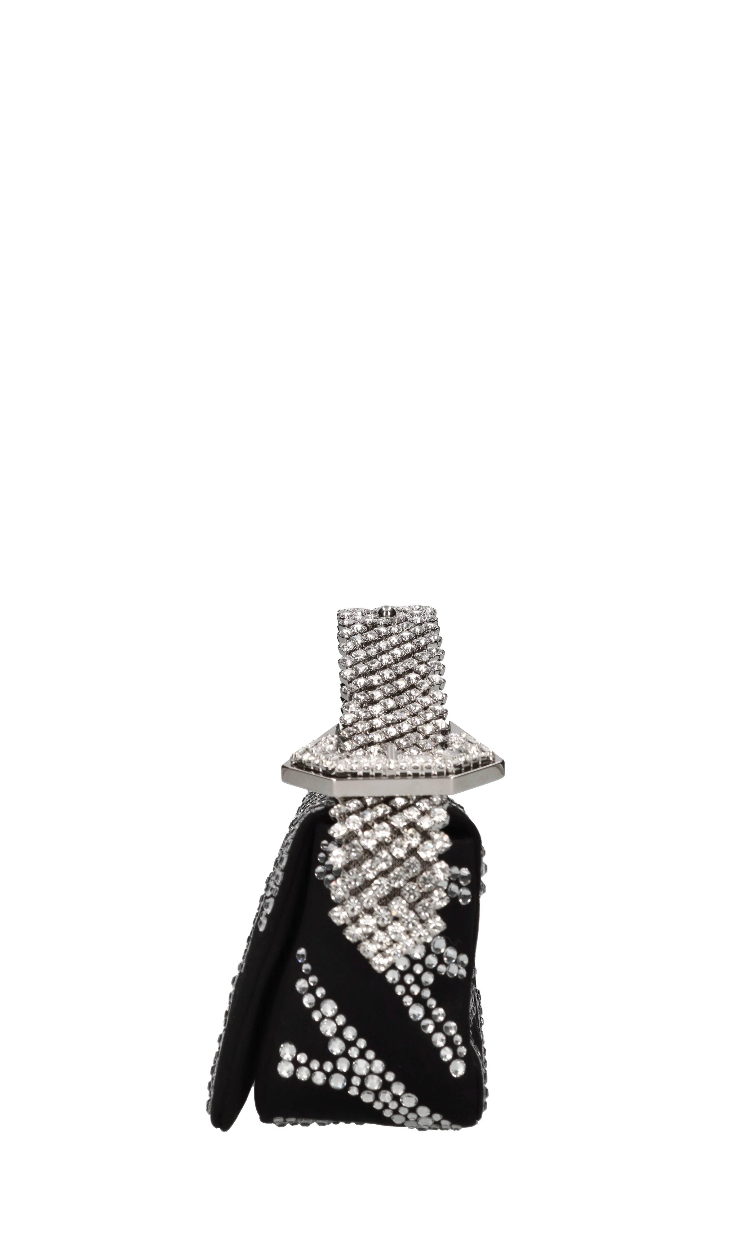 Borsa mini in raso e strass 