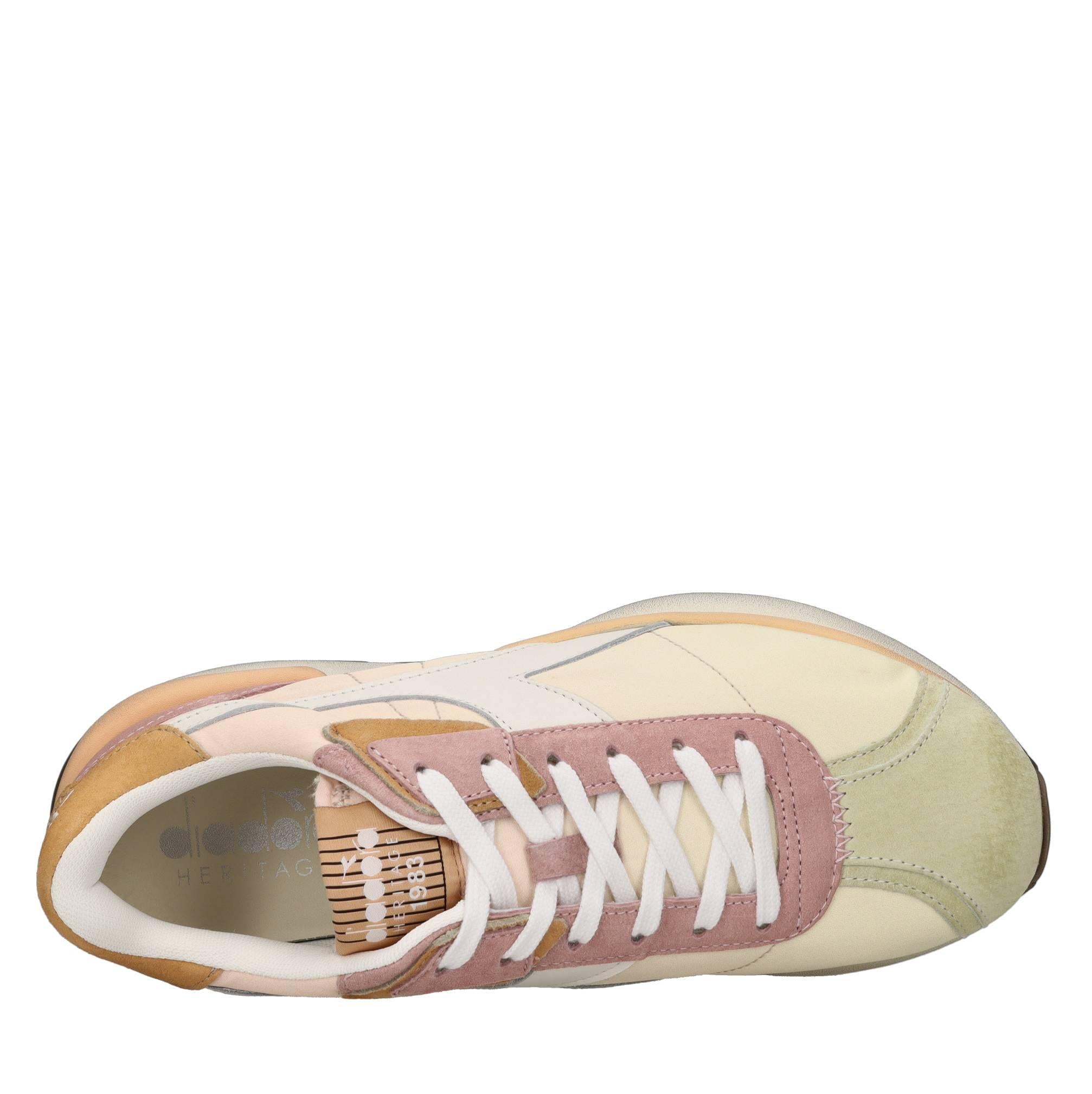 Sneakers in pelle e tessuto 