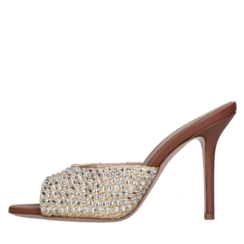Mules Marie in pelle e rafia 