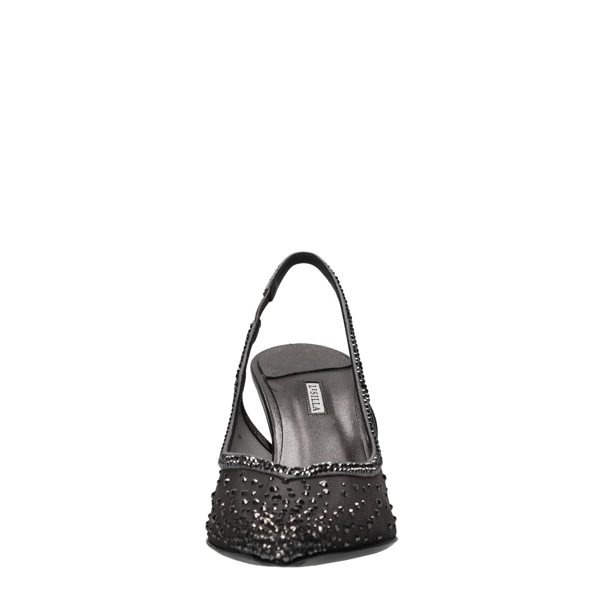 Décolleté Slingback Nicole in pelle rete e strass 