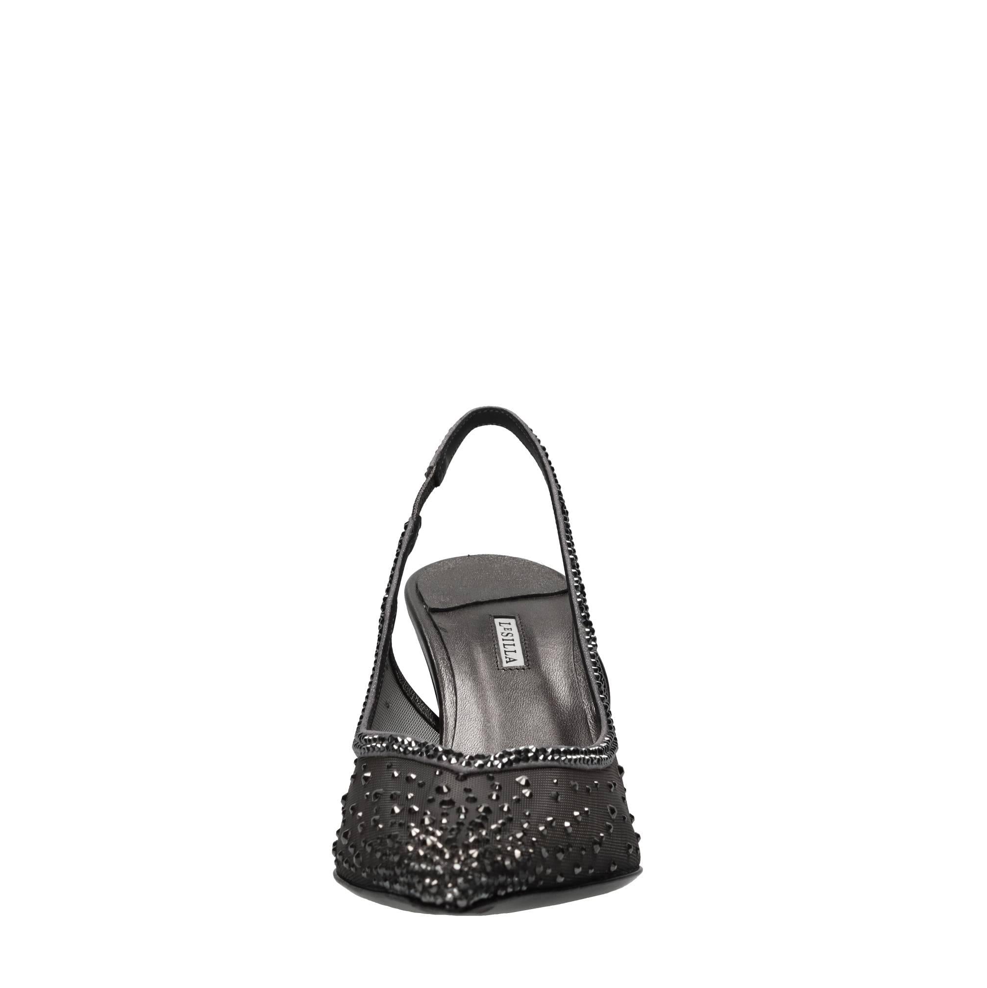 Décolleté Slingback Nicole in pelle rete e strass 