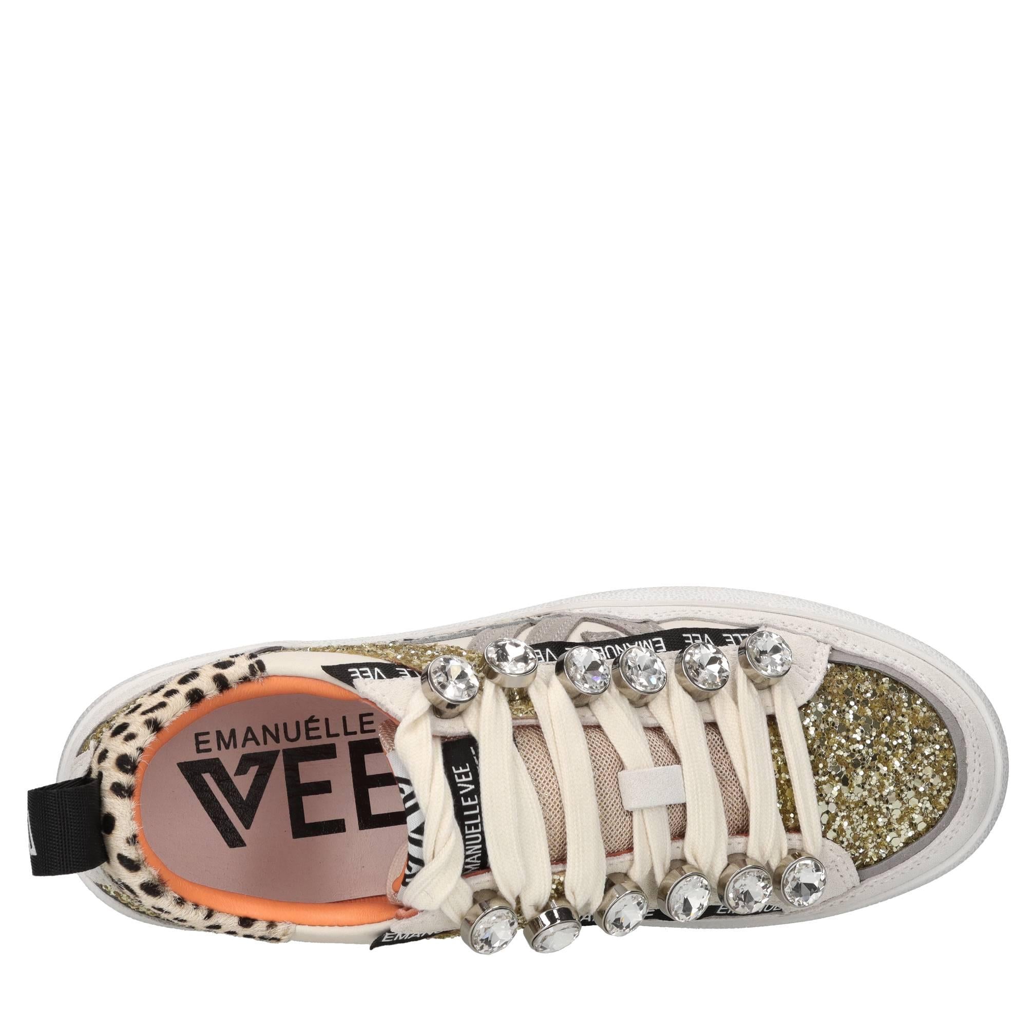 Sneakers in pelle,cavallino,glitter e strass 