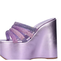 Mules Zeppa in pelle e strass 