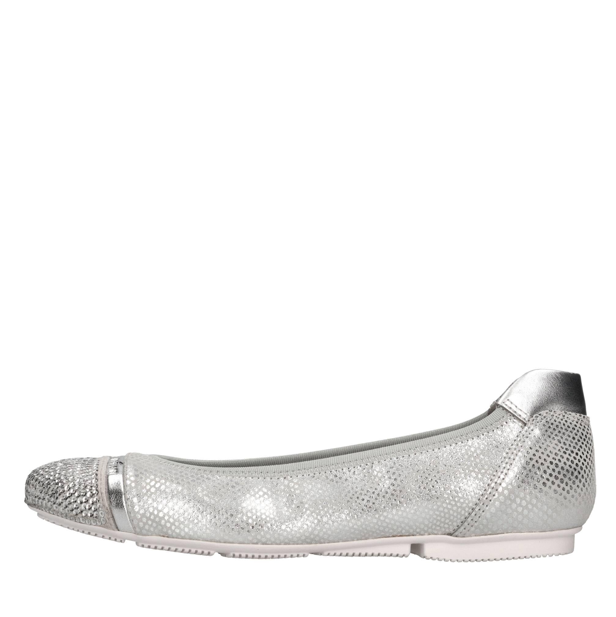 Ballerine in pelle e tessuto 