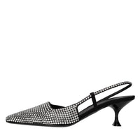 Décolleté slingback in raso e strass 